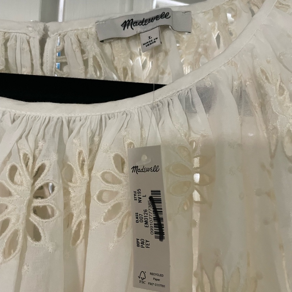 Madewell Embroidered Shirred Puff Sleeve Top - Picture 13 of 16